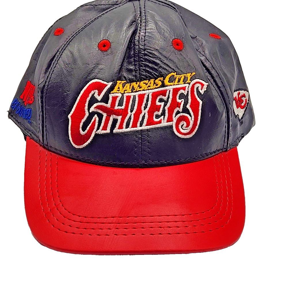 MODERN Kansas City Chiefs NFL Leather Ball Cap‎ Fits All Made in USA Black Red